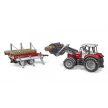 Bruder Massey Ferguson 7480 s čelným nakladačom a prepravníkom dreva (02046)