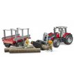 Bruder Massey Ferguson 7480 s čelným nakladačom a prepravníkom dreva (02046)