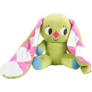 Králik s károvanými ušami sediaci v sedacom vaku plyšová figúrka - 23 cm - KP HRAČKA