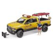 Bruder RAM 2500 Power Wagon pobrežná hliadka, s figúrkou a paddleboardom, so svetelným a zvukovým modulom (02506)