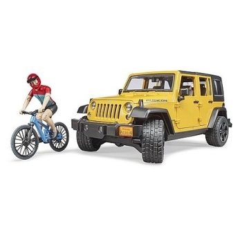   Bruder Jeep Wrangler Rubicon Unlimited s horským bicyklom a cyklistom (02543)