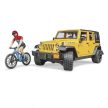 Bruder Jeep Wrangler Rubicon Unlimited s horským bicyklom a cyklistom (02543)
