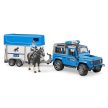 Bruder Land Rover Defender Policajné auto s nosičom koní, koňom a policajtom (02588)