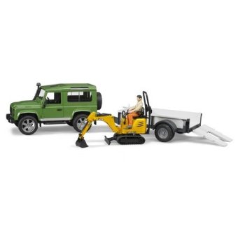   Bruder Land Rover Defender s přívěsem s JCB mikrobagr (02593)