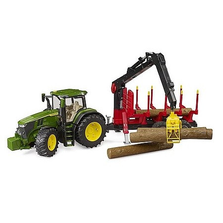 Bruder John Deere 7R 350 traktor s lesným prívesom a 4 klátmi (03154)