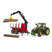 Bruder John Deere 7R 350 traktor s lesnickým přívěsem a 4 kmeny - KP HRAČKA