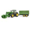 Bruder John Deere 7R 350 traktor s čelním nakladačem a tandemovým přepravním přívěsem - KP HRAČKA