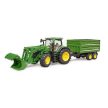 Bruder John Deere 7R 350 traktor s čelním nakladačem a tandemovým přepravním přívěsem - KP HRAČKA