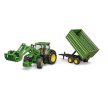 Bruder John Deere 7R 350 traktor s čelním nakladačem a tandemovým přepravním přívěsem - KP HRAČKA