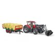 Bruder CASE IH Optum 300 CVX s čelným nakladačom a prepravníkom balíkov (03198)