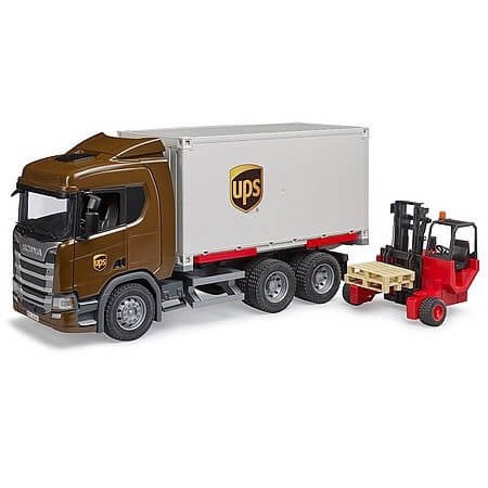 Bruder Scania Super 560R UPS logistická s vysokozdvižným vozíkem - KP HRAČKA