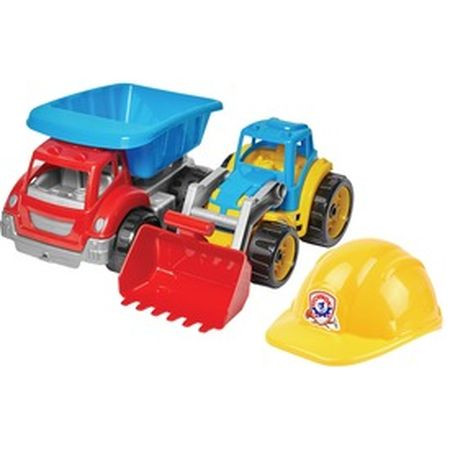 Sada plastového sklápača, traktora a prilby (04570)
