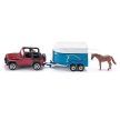 SIKU Jeep s prívesom na prepravu koní a s 1 koňom - 1651 (39364)