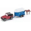 SIKU Jeep s prívesom na prepravu koní a s 1 koňom - 1651 (39364)