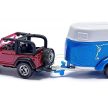 SIKU Jeep s prívesom na prepravu koní a s 1 koňom - 1651 (39364)