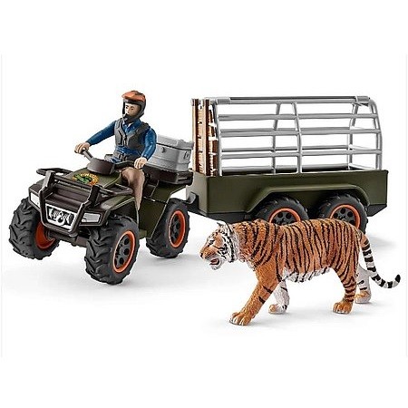 Schleich štvorkolka s prívesom a hájnikom (42351)