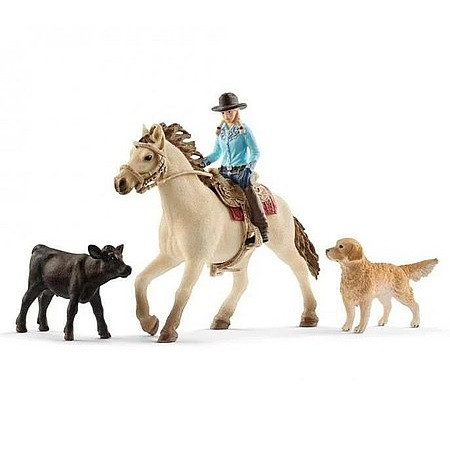 Schleich Set westernová jazdkyňa so zvieratkami (42419)