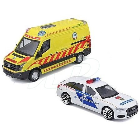 Bburago maďarská VW sanitka a Audi A6 policejní vůz - KP HRAČKA
