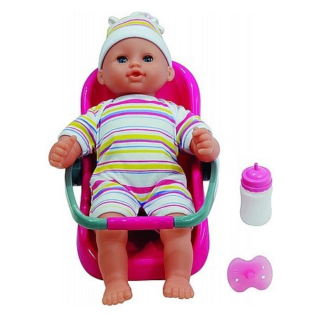 Bábika so zaspávacími očami v detskej sedačke so 16 zvukmi bábätka - 30 cm (49492)