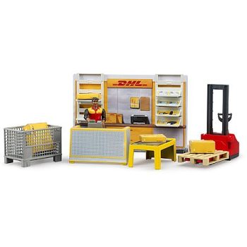   Bruder Bworld DHL paketový bod s manuálnym hydraulickým zdvihom (62251)