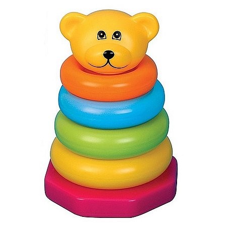 Medveď prsteň pyramída detská hračka (90701)