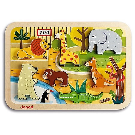 Janod Zoo 7 kusů dřevěné puzzle - 3D - KP HRAČKA